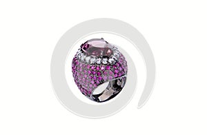 Close up ring with diamond and gemstones