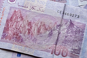 Close up of Ringgit Malaysia 100, Malaysian currency