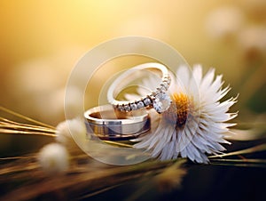 a close up of rings on a flower