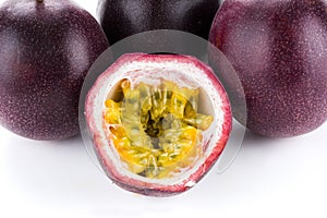 Close up of ripe passion fruits