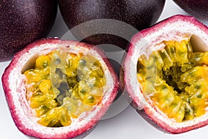 Close up of ripe passion fruits