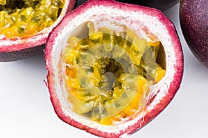 Close up of ripe passion fruits