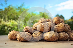 Close up of ripe raw potatoes.