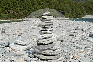 Close up river balance stack stone