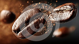 Close up of roasted coffee bean