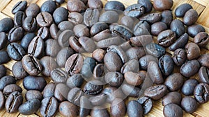 Close up of roasted coffee beans