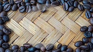 Close up of roasted coffee beans