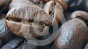 Close up of roasted coffee beans