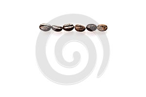 Close Up of Roasted Coffee Beans Isolated on White Background