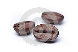 Roasted coffee beans isolated on white background