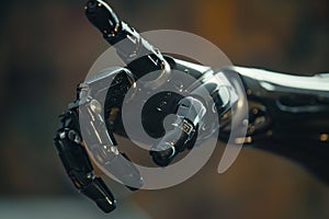 Close-up Of Robot android Hand pointing finger