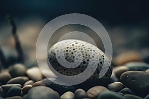 a close up of a rock on a bed of rocks
