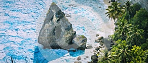 Close up of the Rock in Blue Ocean Foram near Atuh Beach, Nusa Penida, Bali Indonesia