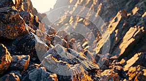 Close-Up of the Rocky Surface of a Mountain Peak. Natural Pattern