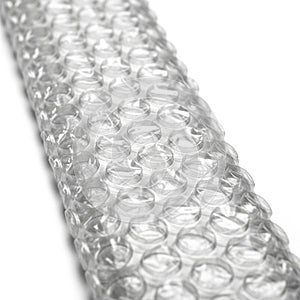 Close-up of a Roll of Clear Bubble Wrap Packaging Material