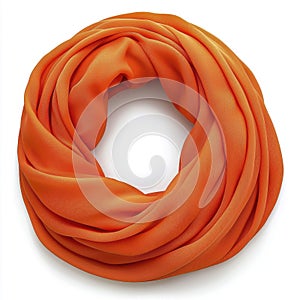 Close Up of a Rolled Orange Fabric Scarf on White Background