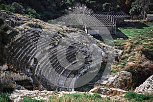 Close up of Roman Amphitheater of Cagliari in Sardinia, Italy