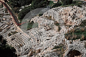 Close up of Roman Amphitheater of Cagliari in Sardinia, Italy