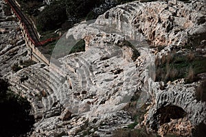 Close up of Roman Amphitheater of Cagliari in Sardinia, Italy