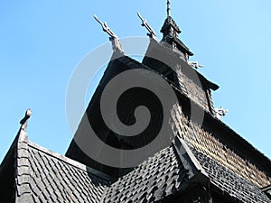 Close-up of the roof of the Gol Stave Church, Norway