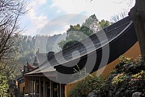 Close-up of the roof of Lingyin Temple in Hangzhou, China.