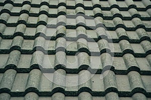 Close up of roofing tiles. Roof of new house. Roof tiles background