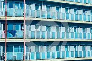 Close-up rooms on high-rise buildings in Tokyo, Japan