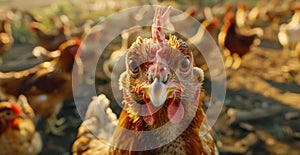 Close up of a Rooster in a barn