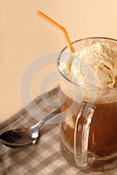 Close up of a root bear float