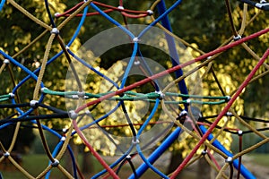 Close-up of rope climbing frame at playground