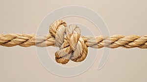 Close-up of Rope With Knot, Detailed and Clear Image of a Tightly Tied Knot