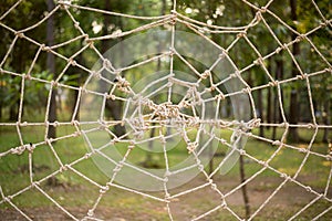 Close up Rope tie make to Spider web gossamer on the park photo