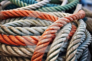 close-up of ropes being coiled on sailboat deck