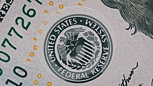 Close-Up of a Rotating Fragment of 100 Dollar Bill