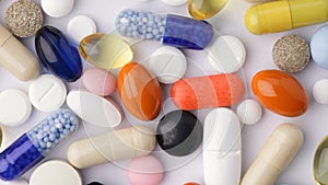 Close up of rotating pills