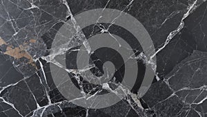 Close up of rough black marble surface with white veins creating depth