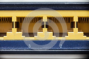 Close-up Router network hub without patch cables