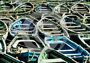 Close-up Rowing boats tied together