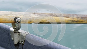 Close-up of rowlock. Close-up of an oar in the process of rowing