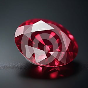 close up of ruby isolated on a dark background.