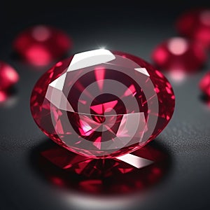 close up of ruby isolated on a dark background.