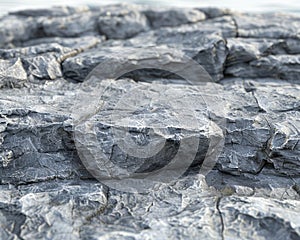 Close-up of Rugged Rock Formations Textured Grey Stone with Natural Beauty in a Scenic Landscape, Perfect for Backgrounds, photo