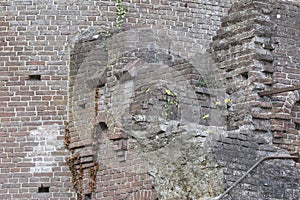 Close-up of a ruin in a forest at estate De Haere near Deventer, The Netherlands