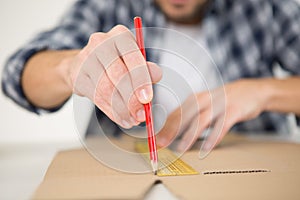 Close up ruler and pencil