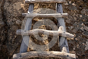 Close Up of Rungs on Wooden Ladder on Historic Route