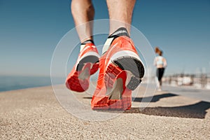 Close up runner feet.