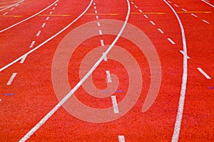 Running track with curve and dash lines