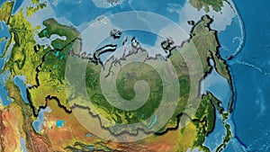 Shape of Russia. Bevelled. Topographic. photo