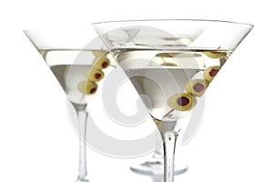 Close-up russian martinis with vodka isolated on white