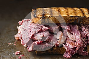 Rustic american corned beef sandwich